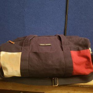 TOMMY HILFIGER Duffel Bag red white blue canvas-cloth-feel hand grips shoulder